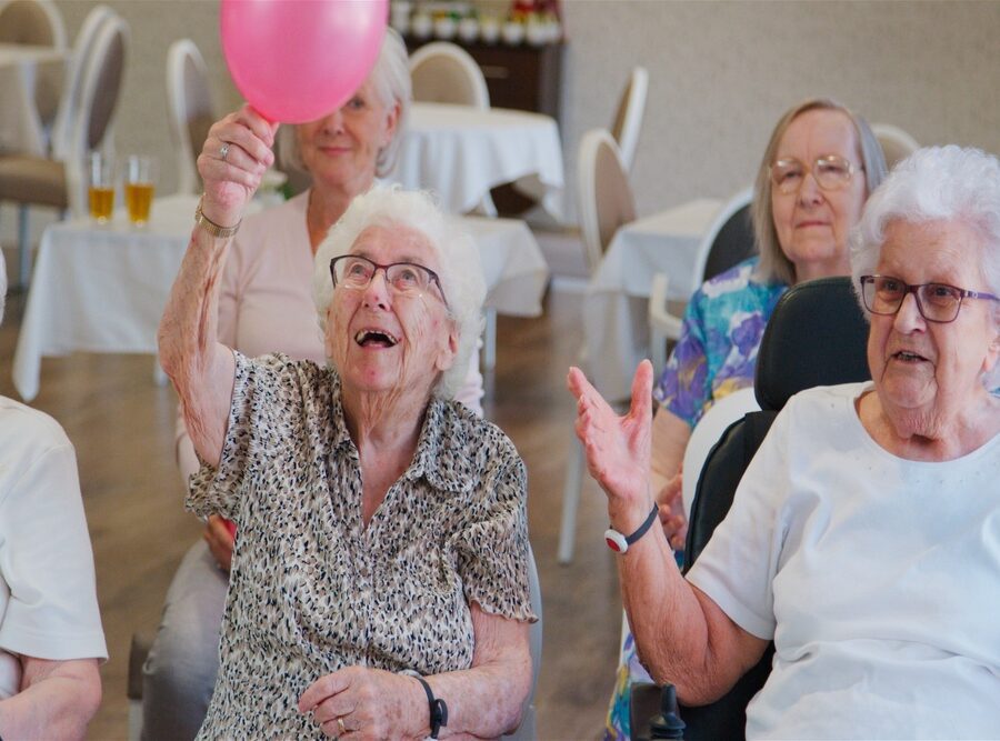 A group of seniors in a retirement home.
