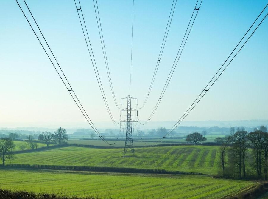 Power lines in Kent, UK.