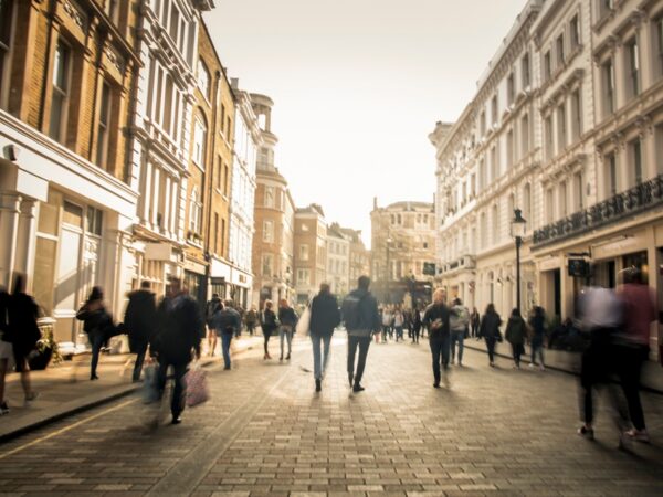 A busy high street.